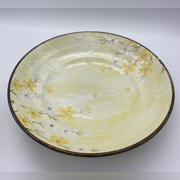 Ceramic Japanese Yellow White Cherry Blossom Soup Bowls 9in - Picture 7 of 9